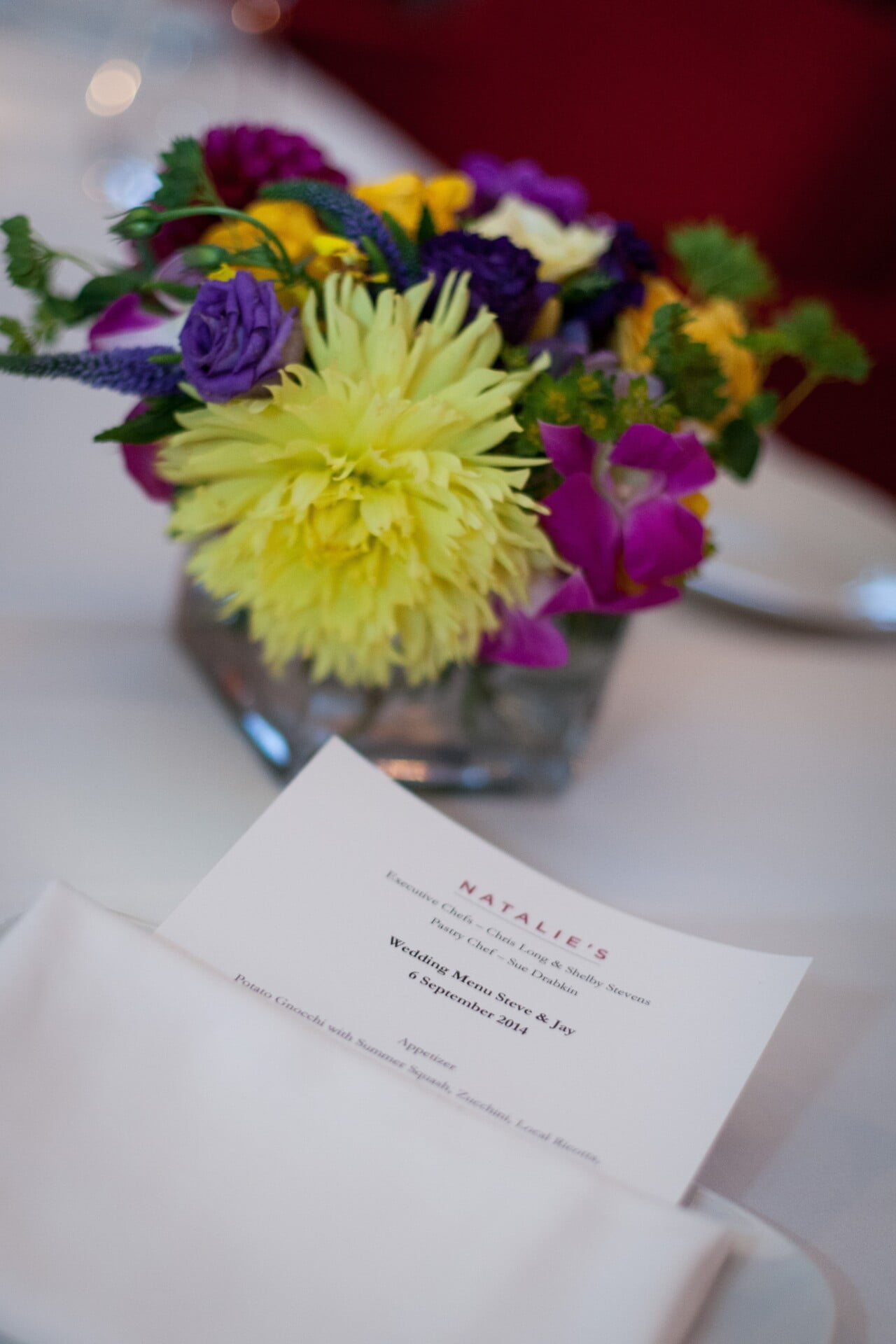 Centerpiece at Maine wedding at Camden Harbor Inn