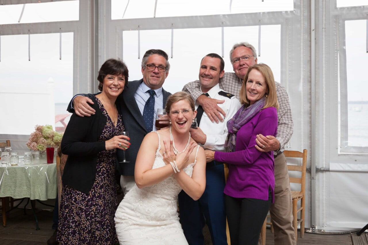 Bride with friends - Lobster Pound wedding reception