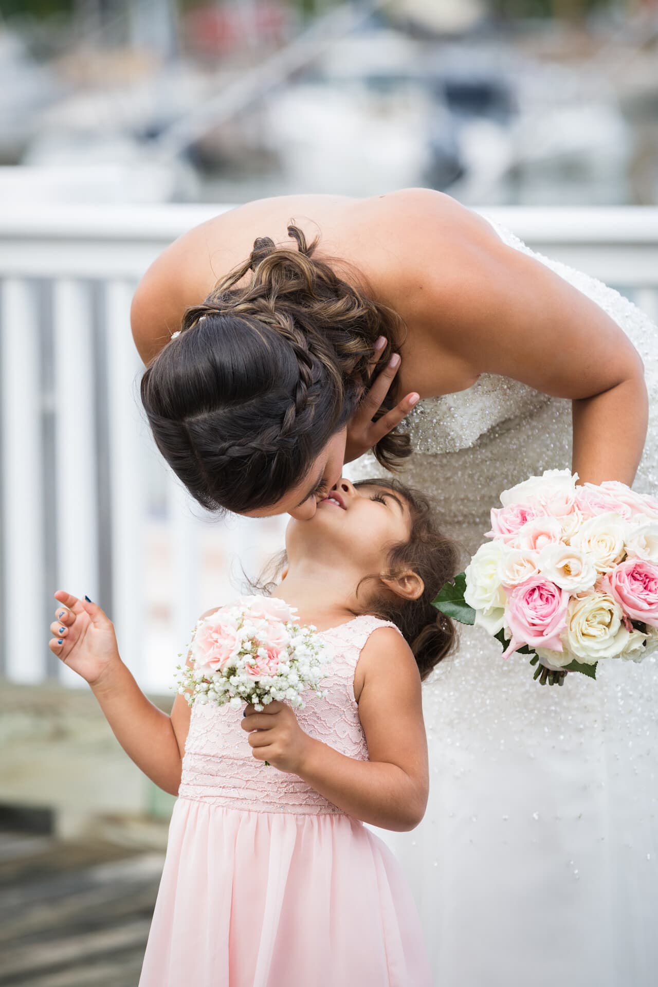 Camden Maine Wedding - Bride kissing daughter © 5iveLeaf Photography