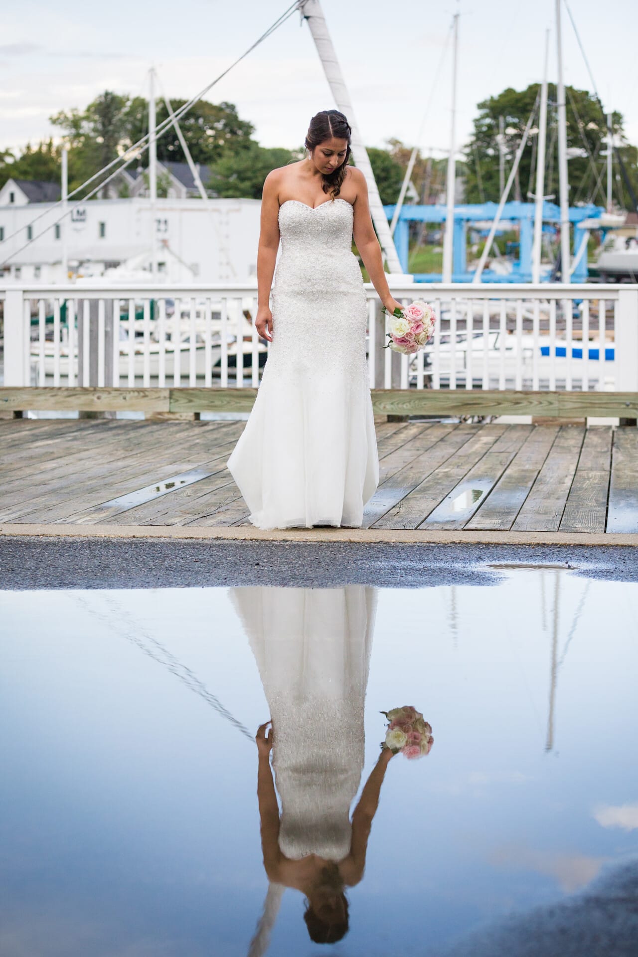 Camden Maine Wedding - Bride reflection © 5iveLeaf Photography